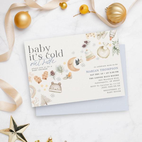 Cold Outside Winter Baby Shower Boy
