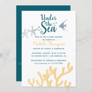 Color trend Under the Sea Ocean themed Baby Shower Invitation