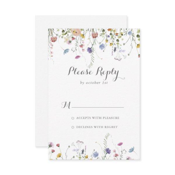 Colorful Dainty Wild Flowers Calligraphy RSVP