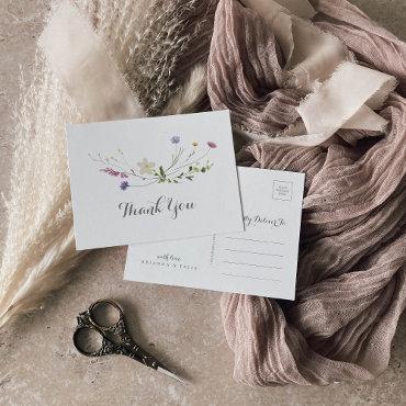 Colorful Dainty Wild Flowers Thank You Postcard