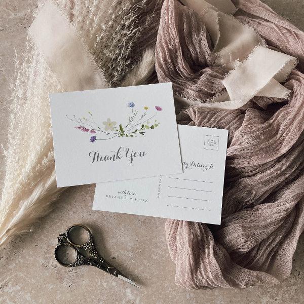 Colorful Dainty Wild Flowers Thank You Postcard
