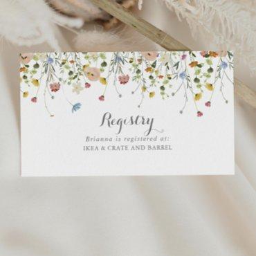 Colorful Dainty Wild Flowers Wedding Gift Registry Enclosure Card