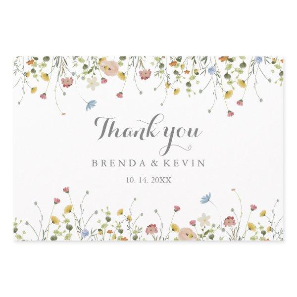 Colorful Dainty Wild Flowers Wedding Wrapping Paper Sheets