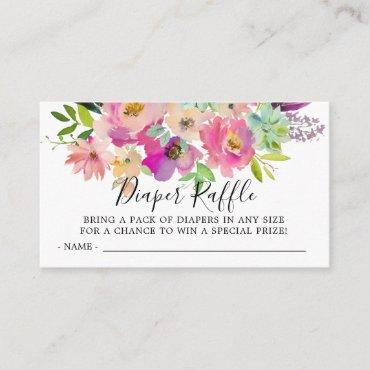 Colorful Floral Baby Shower Diaper Raffle Ticket Enclosure Card