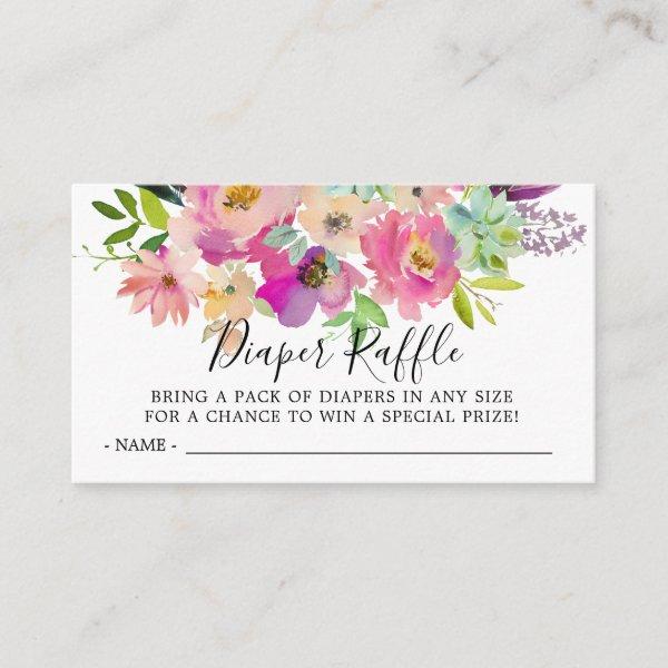 Colorful Floral Baby Shower Diaper Raffle Ticket Enclosure Card