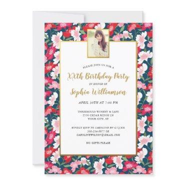 Colorful Flowers, Any Age Add Photo Birthday Party