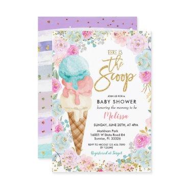 Colorful Ice Cream Pastel Flowers Baby Shower