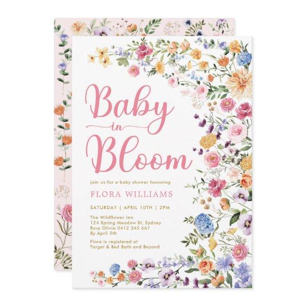 Colorful Wildflower Baby in Bloom Girl Shower