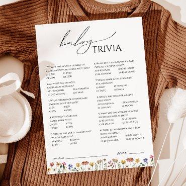 Colorful Wildflower Baby Shower Baby Trivia Card