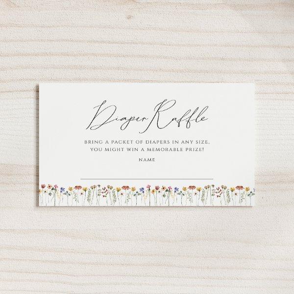 Colorful Wildflower Baby Shower Diaper Raffle Enclosure Card