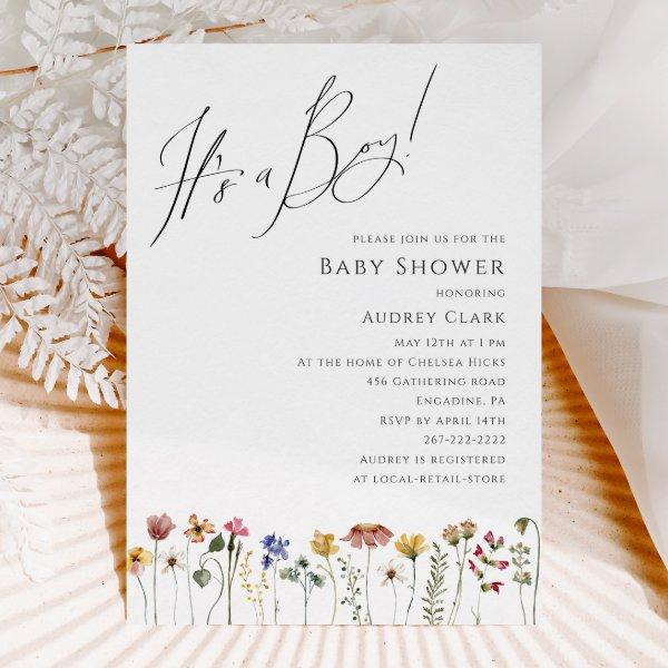 Colorful Wildflower Baby Shower It's a Boy