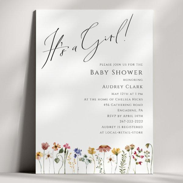 Colorful Wildflower Baby Shower It's a Girl