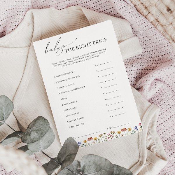 Colorful Wildflower Baby Shower Right Price Card