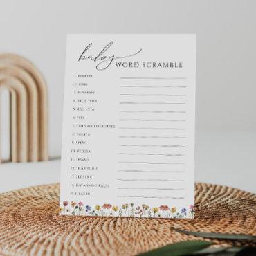 Colorful Wildflower Baby Word Scramble Card