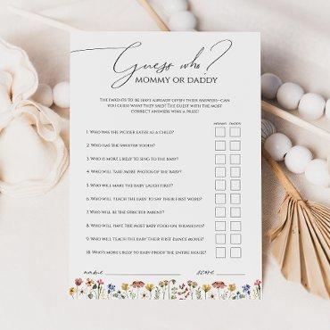 Colorful Wildflower Guess Who Mommy Or Daddy Card
