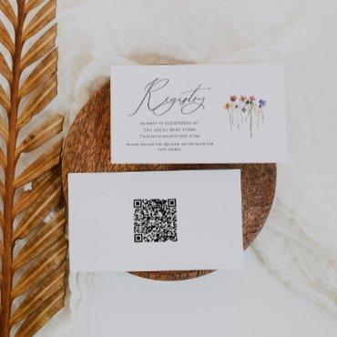 Colorful Wildflower QR code Baby Registry  Enclosure Card