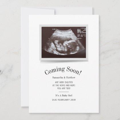 Coming Soon Ultrasound Photo Gender Reveal Card