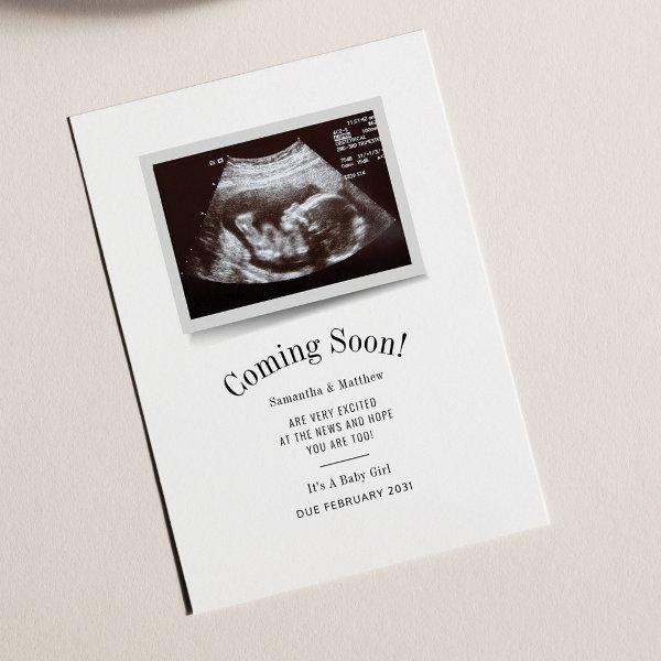 Coming Soon Ultrasound Photo Gender Reveal Card