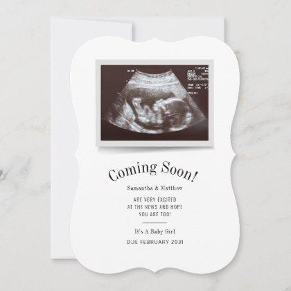 Coming Soon Ultrasound Photo Gender Reveal Invitation