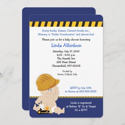 Construction Baby Boy Baby Shower Invite