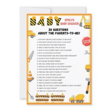 Construction Baby Shower Game - Editable Name