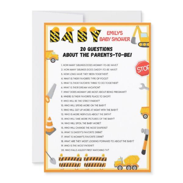 Construction Baby Shower Game - Editable Name