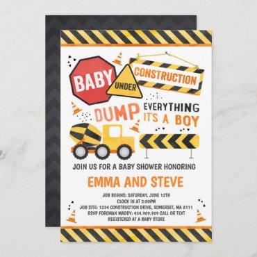 Construction Baby Shower Invitation Truck Shower