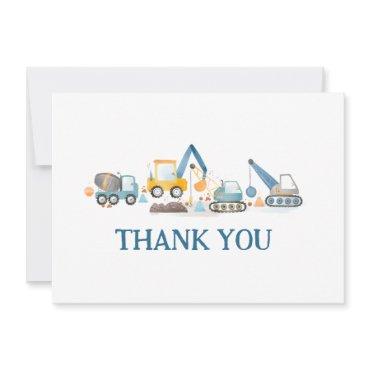 Construction Diggers and Truck, Thank You Card
