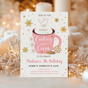 Cookies and Cocoa Pink Gold Winter Birthday