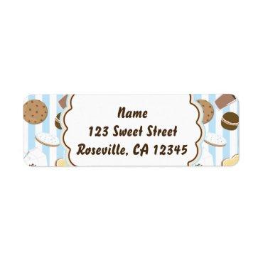 Cookies & Milk Blue Boys Party Address Label