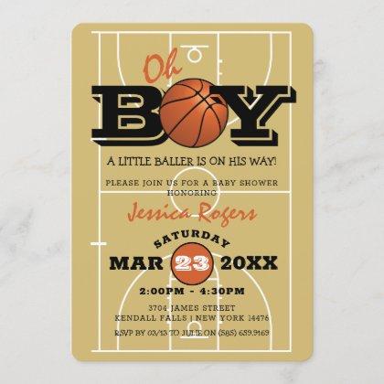 Cool Basketball 'Oh Boy' Baby Shower Invitation