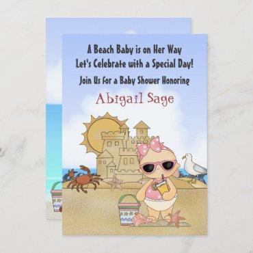 Cool Beach Baby Girls Baby Shower Invitation