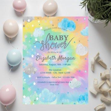 Cool Cute Stars & Clouds Tie Dye Baby Shower
