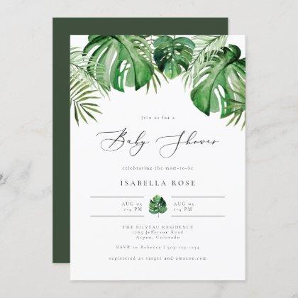 CORA Tropical Beach Palm Leaf Baby Shower Invitation