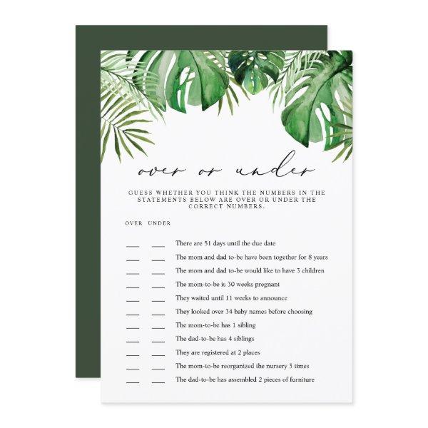 CORA Tropical Over Under Baby Shower Game Card