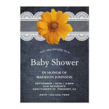 Country Denim Lace Sunflower