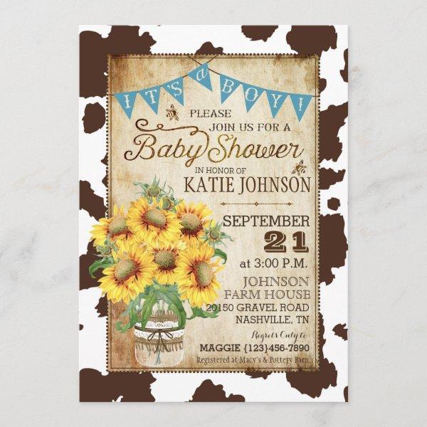 Country Sunflowers and Cow Print