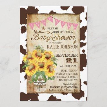 Country Sunflowers and Cow Print