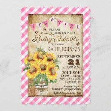 Country Sunflowers Gingham Check Girl