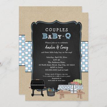Couples Baby Q, boy BBQ baby shower Invitation