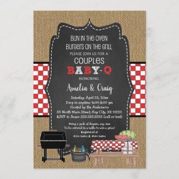 Couples Baby Shower, Baby Q, burgers on the grill Invitation