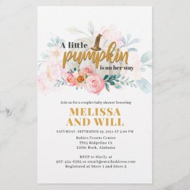 Couples Baby Shower Pumpkin Floral Invitation Stationery