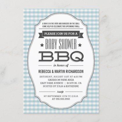 Couples BBQ Boy Baby Shower Invitations