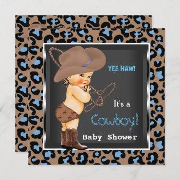 Cowboy Baby Shower Boy Blue Brown
