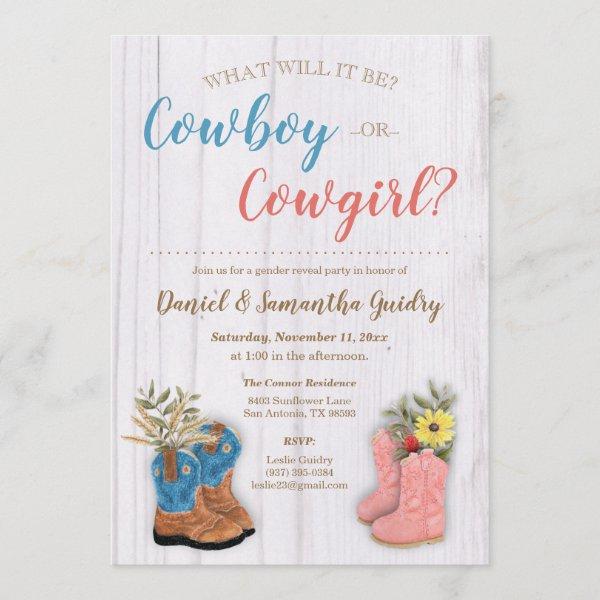 Cowboy/Cowgirl Bootie Gender Reveal