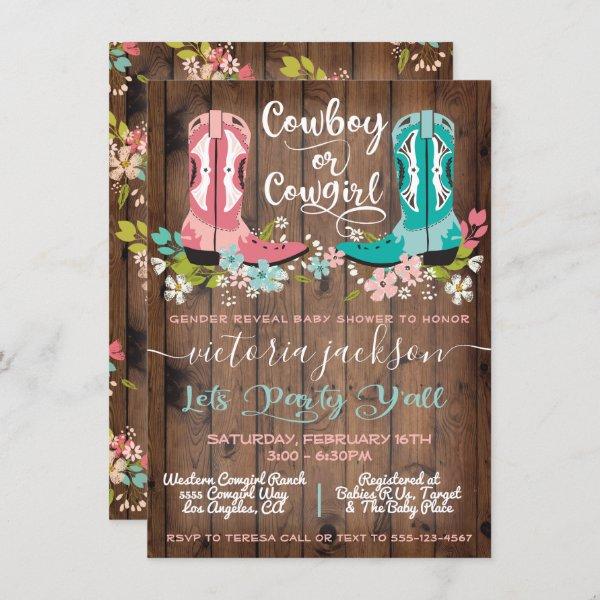 Cowboy or Cowgirl Baby Shower Gender Reveal Invita