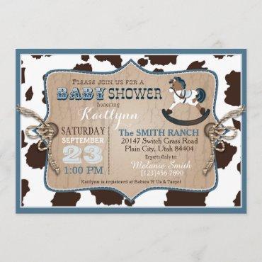 Cowboy Western Rocking Horse Baby Shower Invitation
