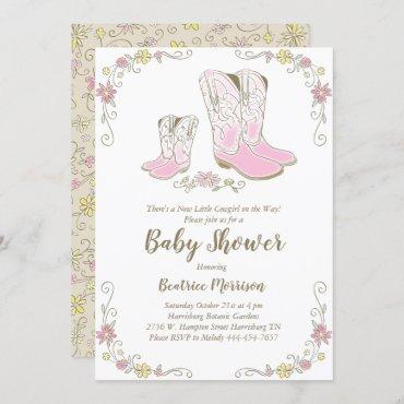 Cowgirl Baby Shower Country Western Pink Girl Invitation