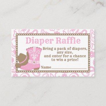 Cowgirl Baby Shower Diaper Raffle Ticket pink Enclosure Card