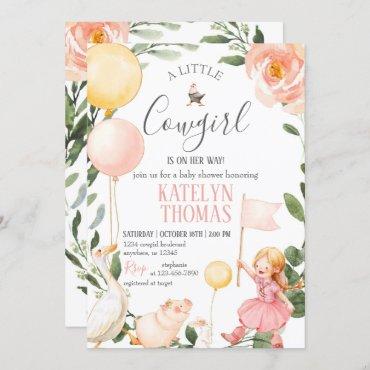 Cowgirl Baby Shower Invitation with Greenery